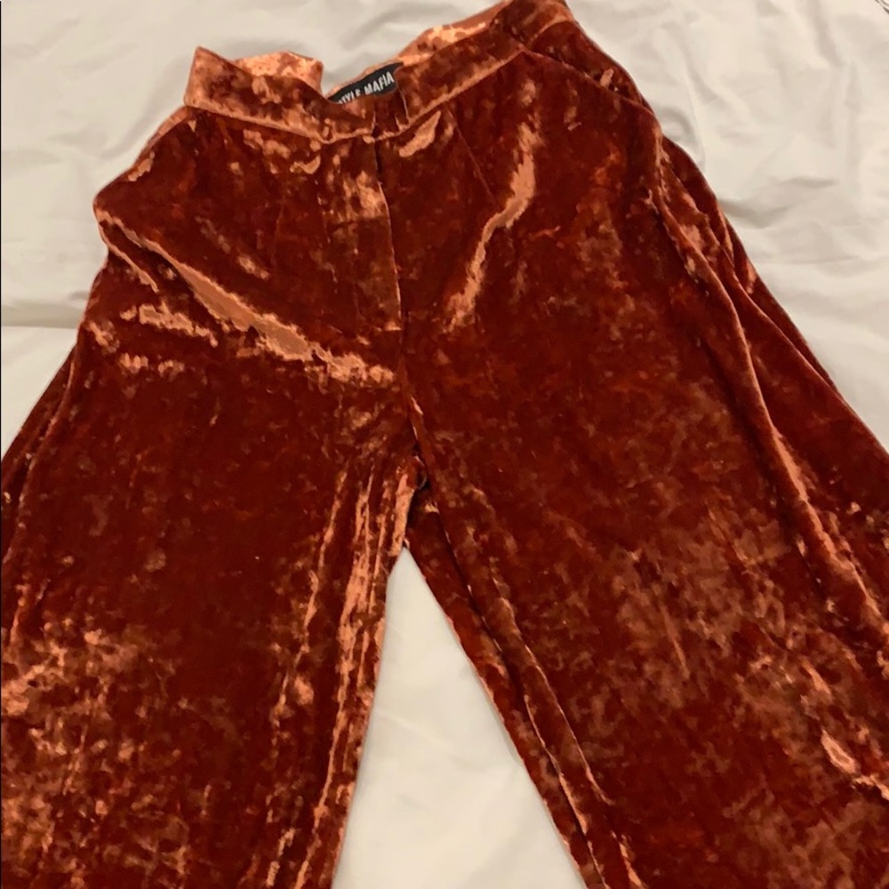 Style Mafia Velvet Wide Leg Pants